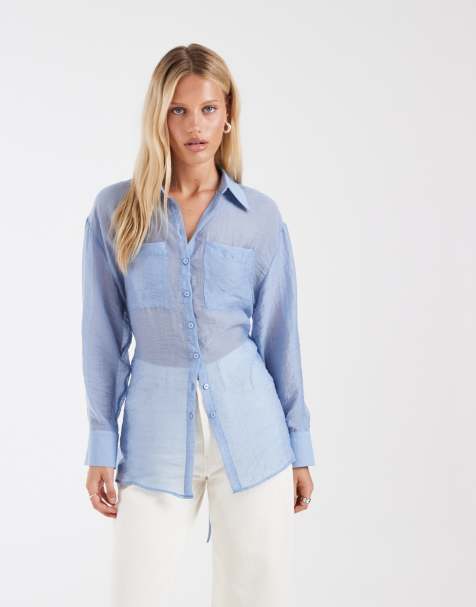 ASOS DESIGN - camisa utility semitransparente azul - view 1