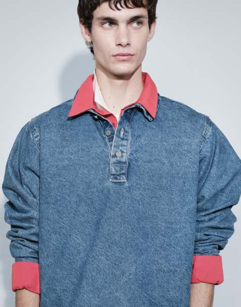 ASOS DESIGN - Camisa vaquera extragrande de manga larga con lavado azul medio - view 1