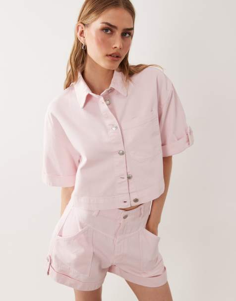 ASOS DESIGN - Camisa vaquera rosa de corte cuadrado (parte de un conjunto) - view 1