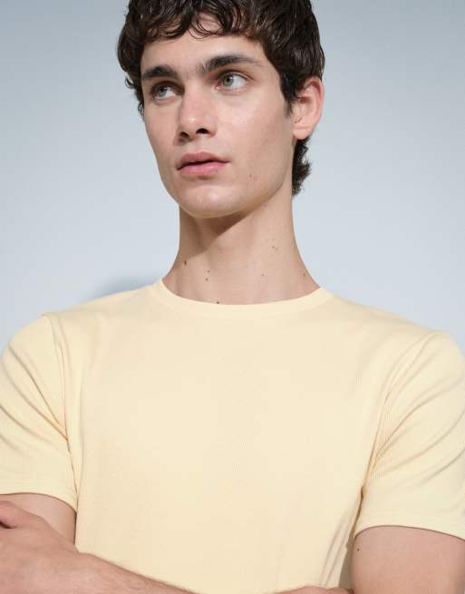 ASOS DESIGN - camiseta ajustada de canalé amarilla, 2 de 7