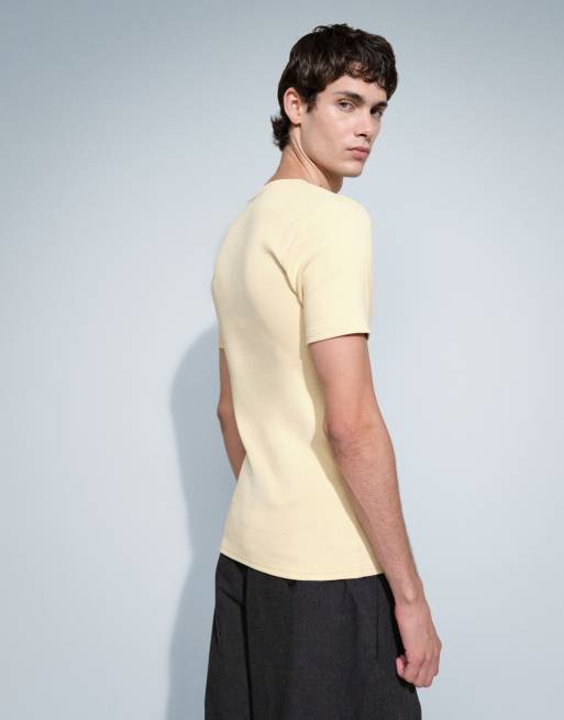 ASOS DESIGN - camiseta ajustada de canalé amarilla, 5 de 7
