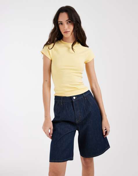 ASOS DESIGN - Camiseta amarillo pastel lavado con diseño encogido y mangas raglán - view 1