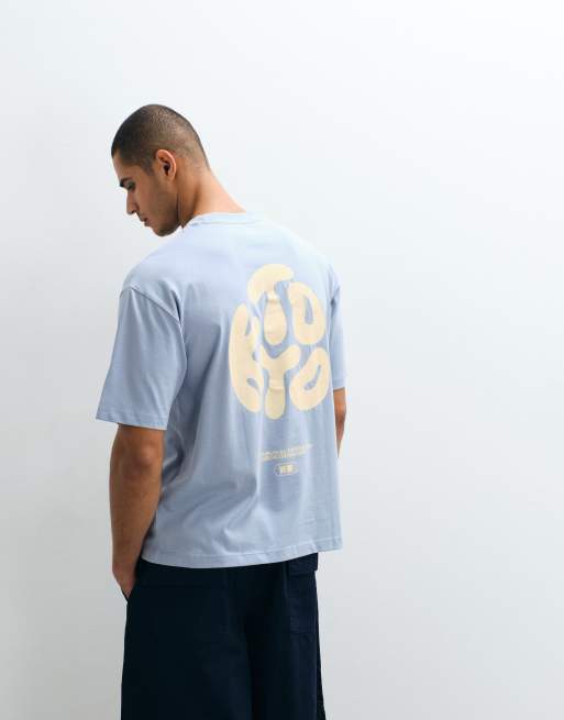 ASOS DESIGN - Camiseta azul extragrande con estampado de texto "Kyoto", 3 de 5