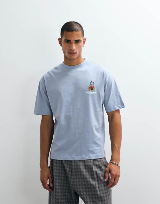 ASOS DESIGN - Camiseta azul extragrande con estampado gráfico de frutas, 4 de 5
