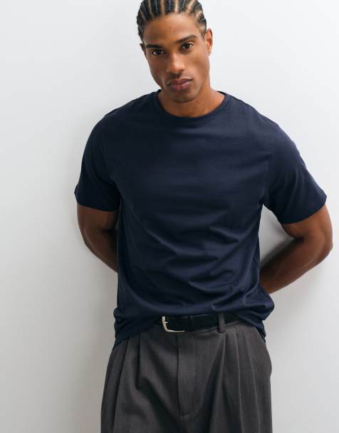 ASOS DESIGN - Camiseta azul marino de corte estándar de algodón SUPIMA® premium - view 1