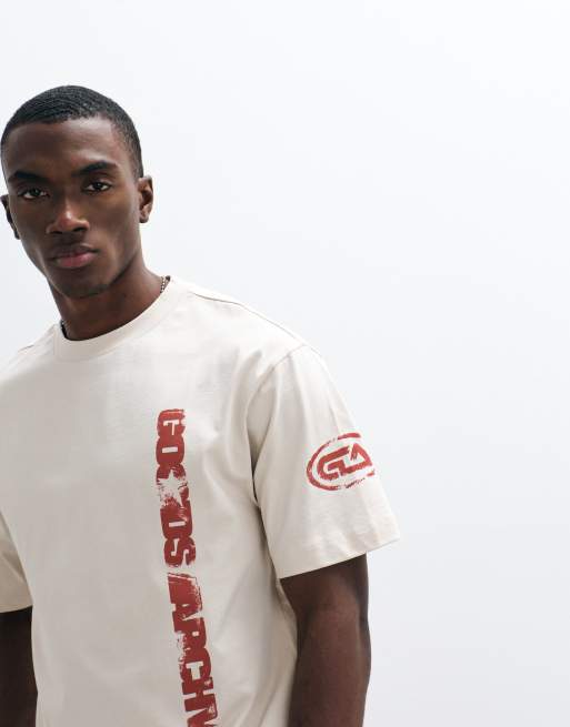 ASOS DESIGN - Camiseta beis holgada con gráfico de texto, 3 de 5
