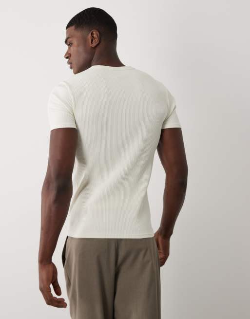 ASOS DESIGN - Camiseta blanca ajustada con cuello panadero de canalé muy grueso, 4 de 5