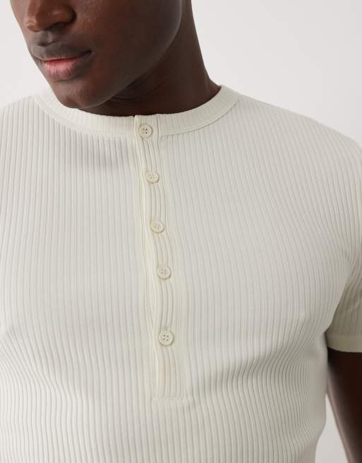 ASOS DESIGN - Camiseta blanca ajustada con cuello panadero de canalé muy grueso, 5 de 5