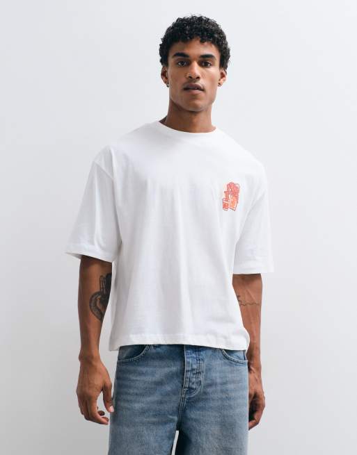 ASOS DESIGN - Camiseta blanca de corte cuadrado extragrande con estampado gráfico de tigre, 5 de 5