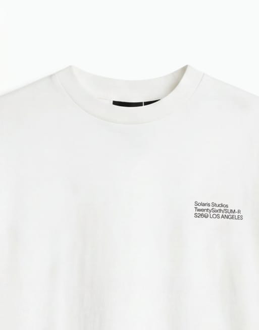 ASOS DESIGN - Camiseta blanca de corte cuadrado extragrande con gráfico de texto en relieve, 8 de 9