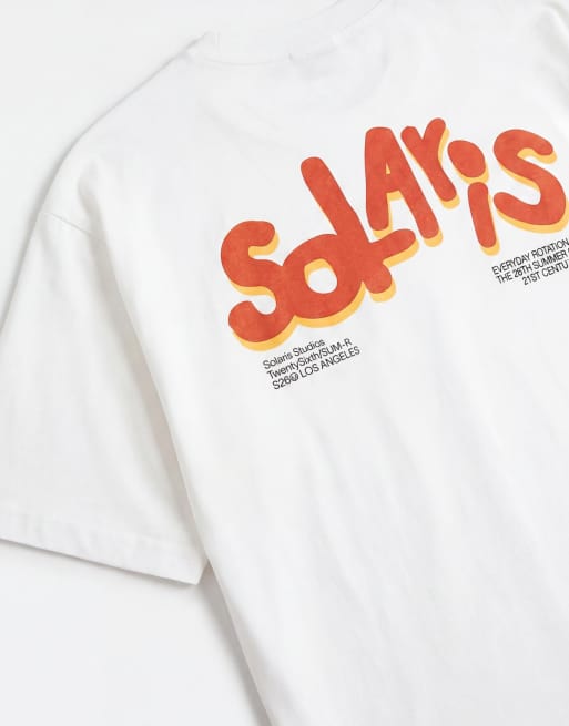 ASOS DESIGN - Camiseta blanca de corte cuadrado extragrande con gráfico de texto en relieve, 9 de 9