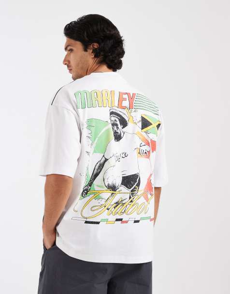 ASOS DESIGN - Camiseta blanca extragrande con estampado de Bob Marley - view 1