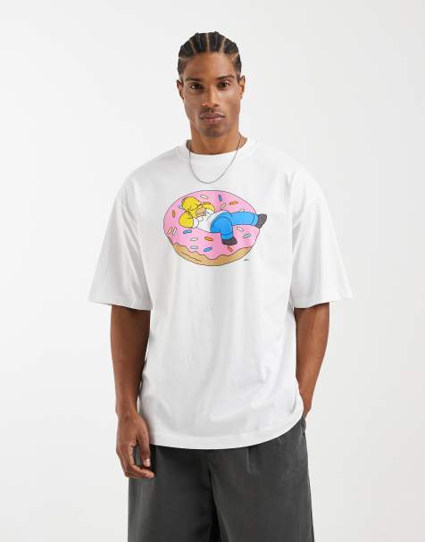 ASOS DESIGN - Camiseta blanca extragrande con estampado de "Los Simpson" - view 1