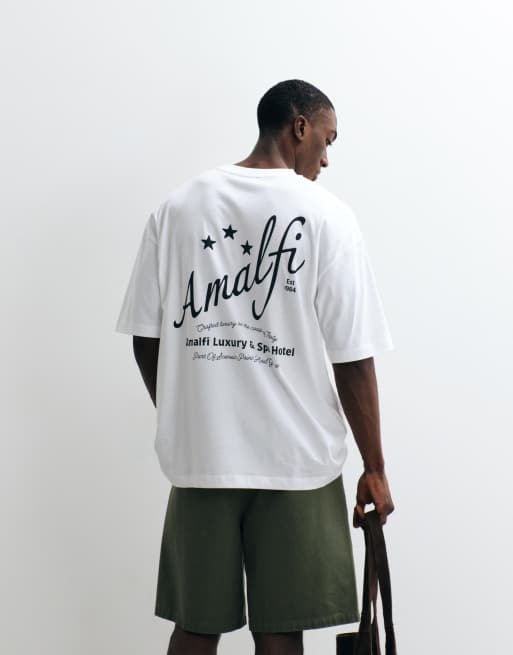 ASOS DESIGN - Camiseta blanca extragrande con estampado gráfico "Amalfi", 3 de 5