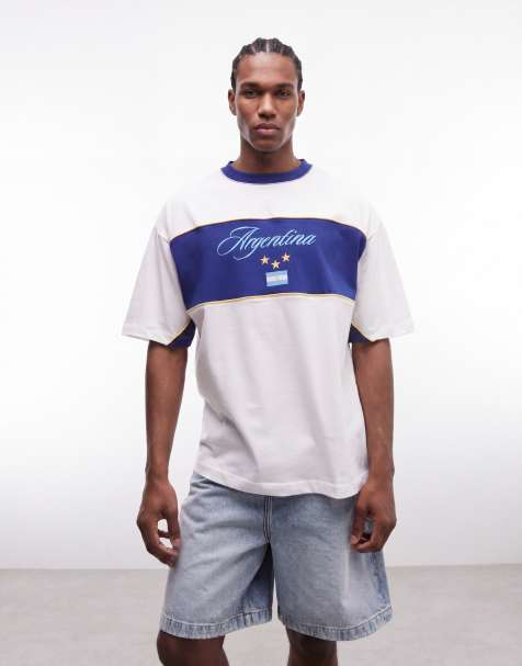 ASOS DESIGN - Camiseta blanca extragrande con estampado gráfico "Argentina" de estilo futbolero - view 1