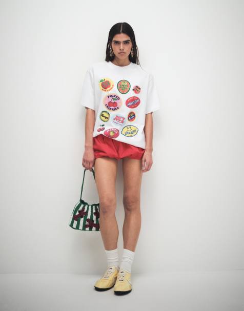 ASOS DESIGN - Camiseta blanca extragrande con estampado gráfico de frutas - view 1