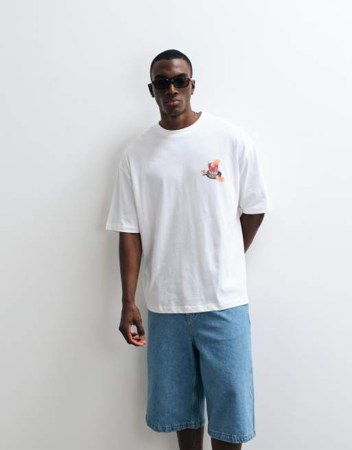 ASOS DESIGN - Camiseta blanca extragrande con estampado gráfico en el pecho, 4 de 5