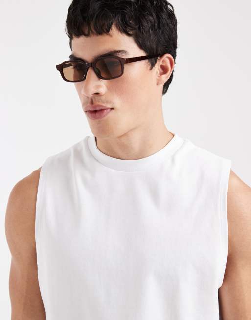 ASOS DESIGN - Camiseta blanca extragrande sin mangas de tejido grueso, 2 de 5