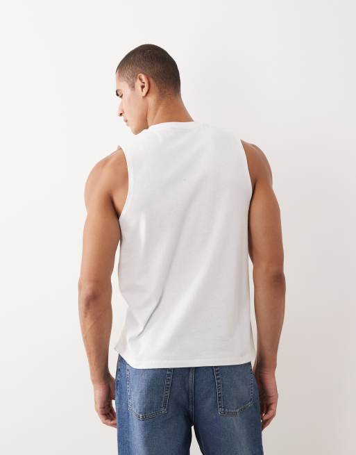 ASOS DESIGN - Camiseta blanca sin mangas de corte estándar, 3 de 5