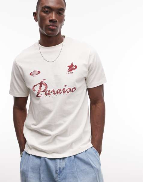ASOS DESIGN - Camiseta blanco hueso con estampado de fútbol - view 1
