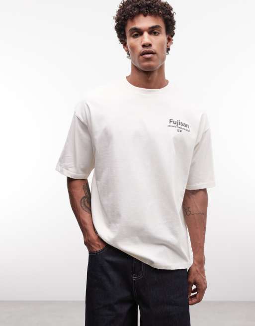 ASOS DESIGN - Camiseta blanco hueso extragrande con estampado gráfico de montaña, 2 de 5
