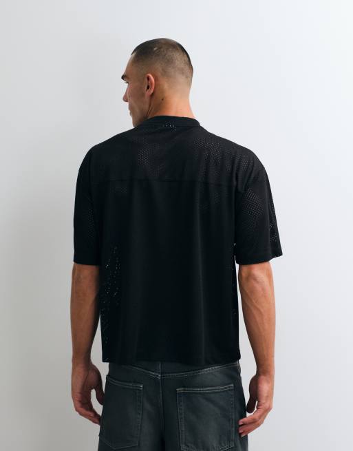 ASOS DESIGN - camiseta boxy extragrande de malla deportiva negra, 4 de 5