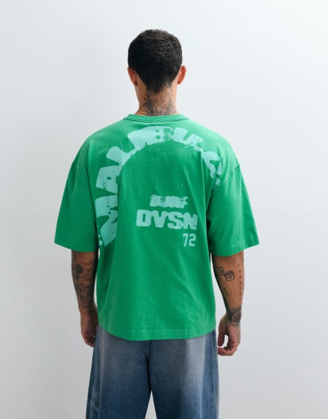 ASOS DESIGN - camiseta boxy oversize con gráfico laguna en lavado verde - view 1