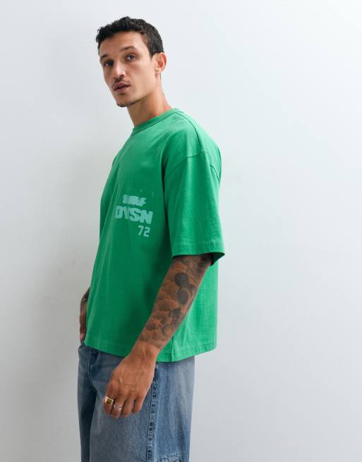 ASOS DESIGN - camiseta boxy oversize con gráfico laguna en lavado verde, 3 de 5