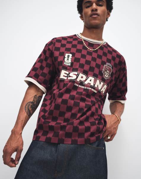 ASOS DESIGN - Camiseta burdeos extragrande con estampado de España para la Copa Mundial de la FIFA - view 1