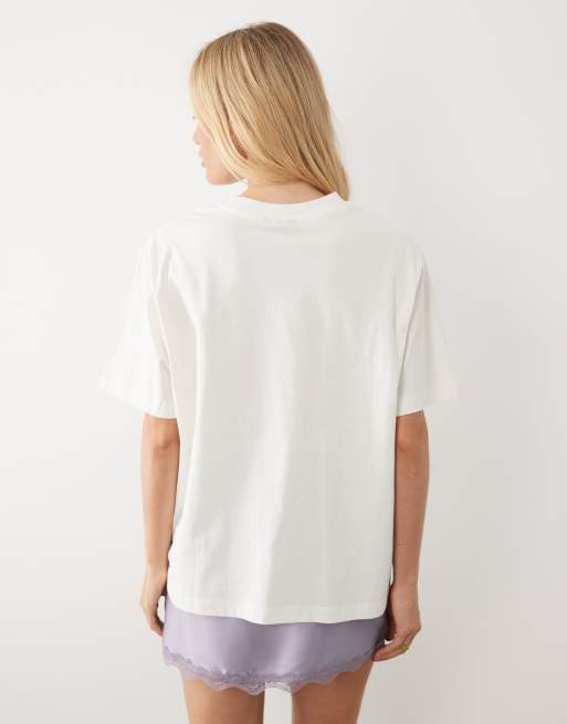 ASOS DESIGN - Camiseta color crema extragrande con estampado gráfico de loros y texto "Bahia", 4 de 4