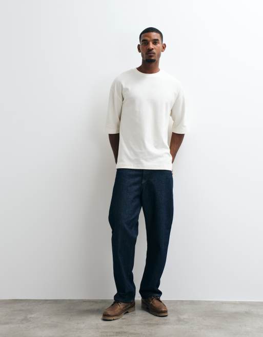 ASOS DESIGN - Camiseta color crema extragrande con media manga de tejido texturizado, 3 de 5