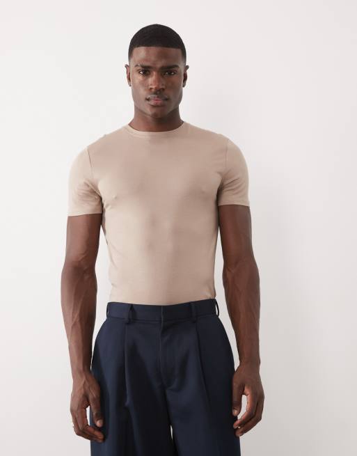 ASOS DESIGN - Camiseta color piedra de corte slim de algodón SUPIMA® premium
