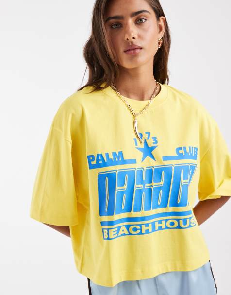 ASOS DESIGN - Camiseta corta amarilla de corte cuadrado con gráfico "Oaxaca" - view 1