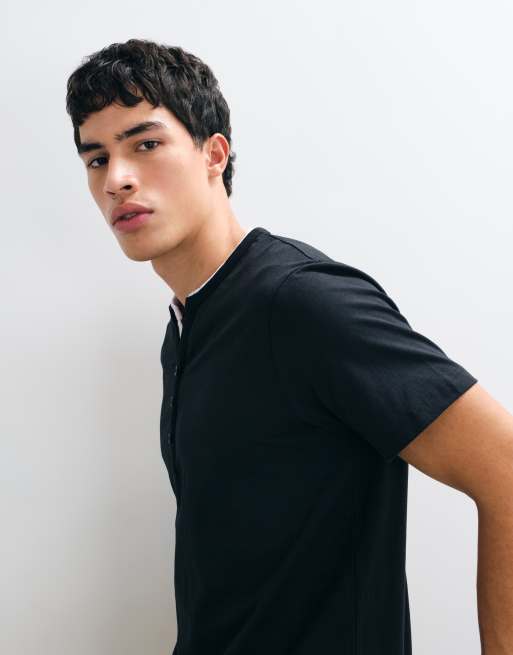 ASOS DESIGN camiseta de doble capa con cuello panadero en negro, 5 de 5