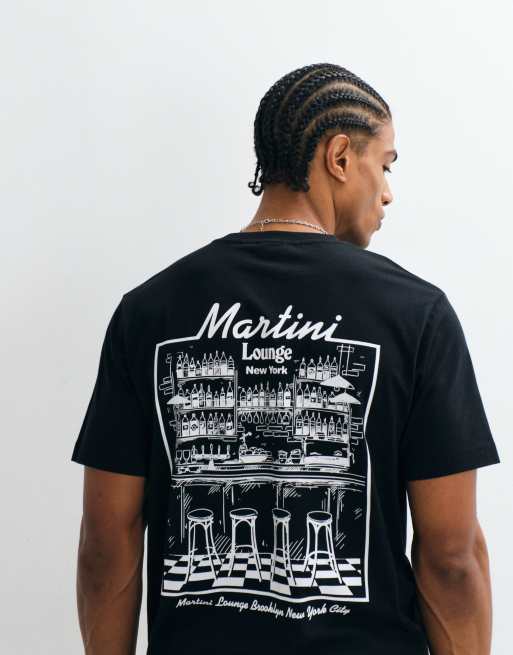 ASOS DESIGN - Camiseta de estar por casa negra con estampado gráfico de martini, 3 de 5