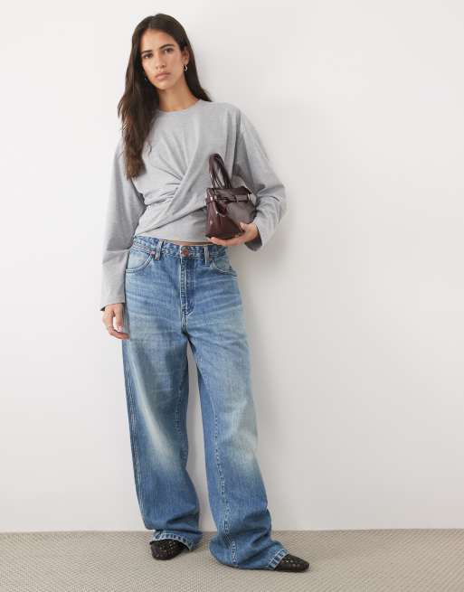 ASOS DESIGN - Camiseta de manga larga cruzada en gris jaspeado, 2 de 4