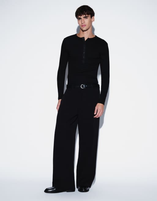 ASOS DESIGN - camiseta de manga larga de corte ajustado en negro acanalado, 2 de 5