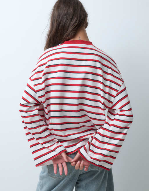 ASOS DESIGN camiseta de manga larga de skate a rayas rojas y blancas, 5 de 5