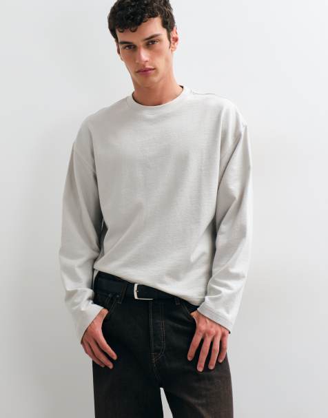 ASOS DESIGN - camiseta de manga larga extragrande y corte boxy en gris texturizado - view 1