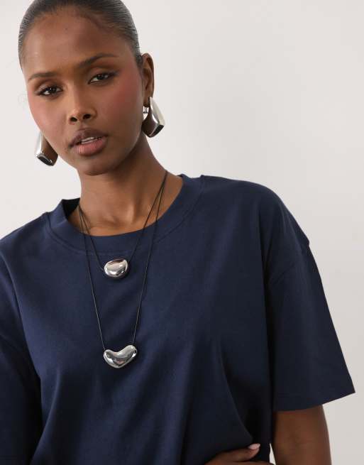 ASOS DESIGN - camiseta extragrande azul marino, 4 de 4