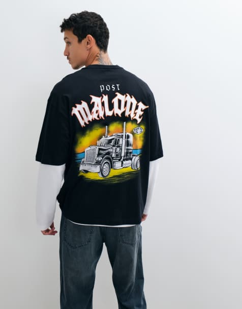 ASOS DESIGN camiseta extragrande con estampado de Post Malone en negro - view 1
