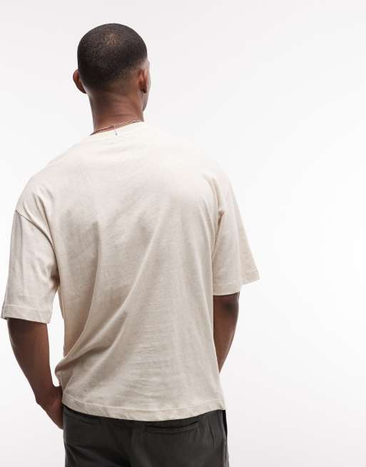ASOS DESIGN - Camiseta extragrande con estampado gráfico de cóctel de tejido de mezcla de lino, 5 de 5