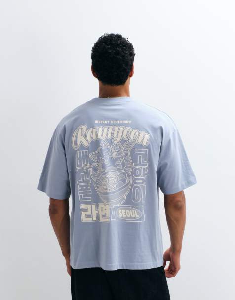 ASOS DESIGN camiseta extragrande con gráfico de ramen en azul - view 1