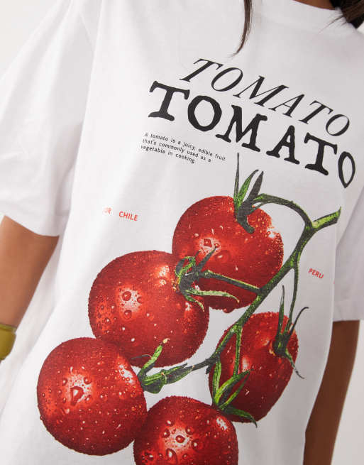 ASOS DESIGN camiseta extragrande con gráfico de tomate en blanco, 2 de 4