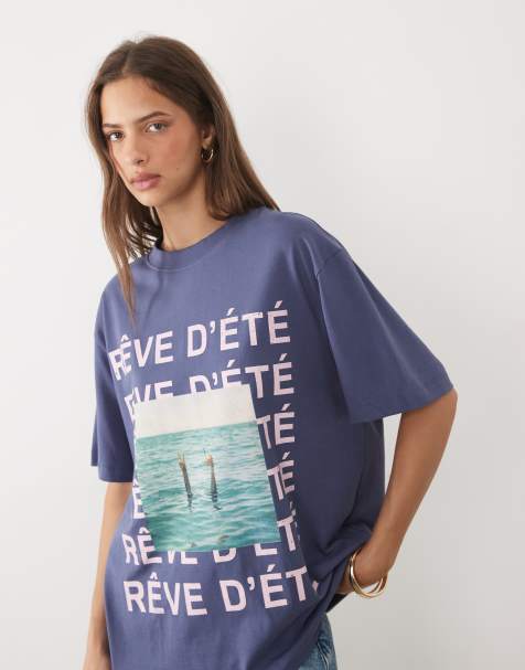 ASOS DESIGN - Camiseta extragrande con gráfico fotográfico Reve Dete en azul - view 1