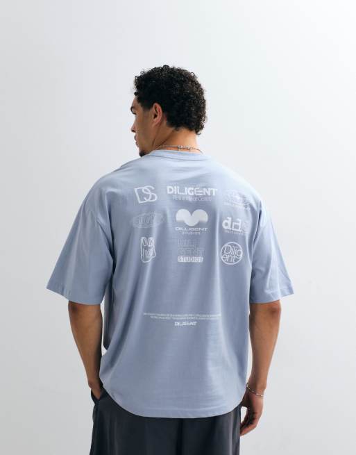 ASOS DESIGN - camiseta extragrande con gráfico urbano en azul, 3 de 5