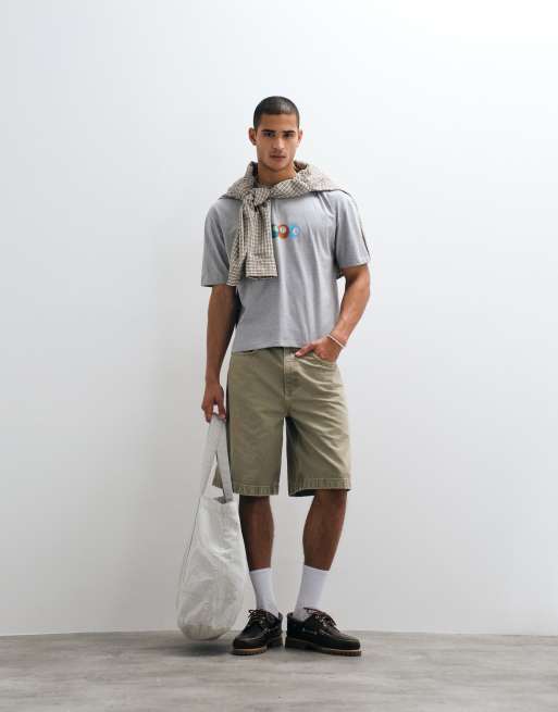 ASOS DESIGN - Camiseta gris jaspeado de corte cuadrado extragrande con estampado gráfico de bolas de billar, 5 de 5