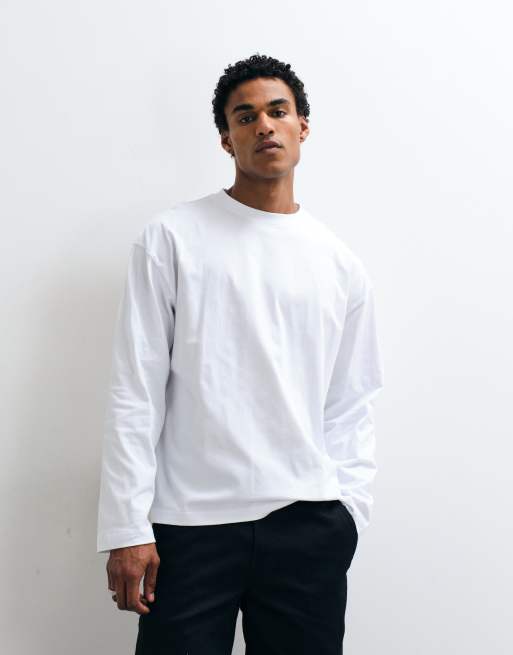 ASOS DESIGN camiseta henley oversize lavada de manga larga con estampado celestial en blanco, 4 de 5