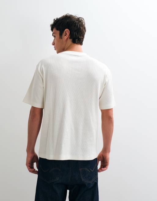 ASOS DESIGN - camiseta holgada de punto gofrado en crema, 5 de 5