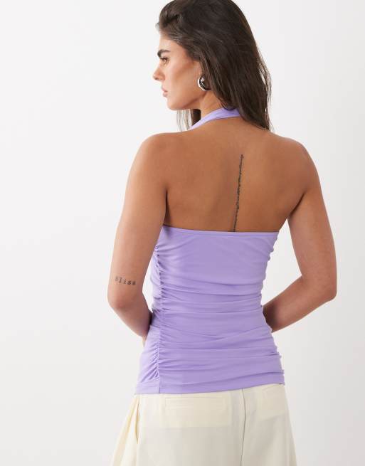 ASOS DESIGN - Camiseta lila de tirantes con cuello ancho de tejido suave, 4 de 4